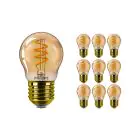 Confezione Multipack 10x Philips MASTER Value LED Lustre E27 Sferica Oro 2.6W 136lm - 820 Bianco Molto Caldo | Sostitutiva 15W