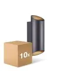 Confezione Multipack 10x Nordlux Nico Luce Da Parete Aluminium Nero Up & Down  | Adatto per 2x GU10